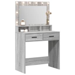Berkfield Home Grey Sonoma Dressing Table with LED Lights - 79x41x135 cm - Size: 79 x 41 x 135 cm - thumbnail 3