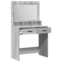 Berkfield Home Grey Sonoma Dressing Table with LED Lights - 79x41x135 cm - Size: 79 x 41 x 135 cm - thumbnail 4