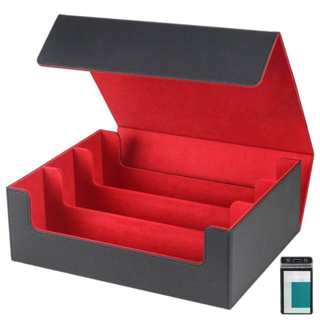 Ventryn 1800+ MTG Card Deck Box PU Leather Magnetic Deck Storage in Black - image 1
