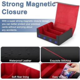 Ventryn 1800+ MTG Card Deck Box PU Leather Magnetic Deck Storage in Black - thumbnail 3