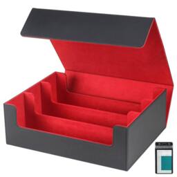 Ventryn 1800+ MTG Card Deck Box PU Leather Magnetic Deck Storage in Black - thumbnail 1