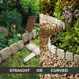 Gainsborough Pack Of 10 Dark Grey Stone Effect Lawn Edging, 2.4m Total Length in Light Sand - thumbnail 2