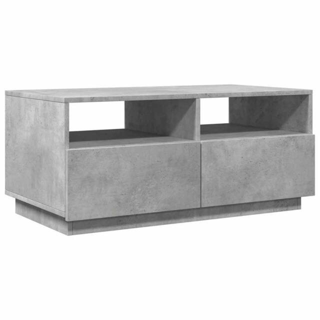 Berkfield Home Modern Coffee Table with LED Lights Concrete Grey 90x49x40 cm - Size: 90 x 49 x 40 cm - image 1