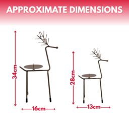 Marco Paul 2pc Metal Reindeer Pillar Candle Holders in Bronze - thumbnail 2