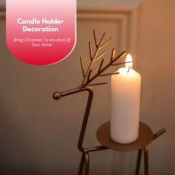 Marco Paul 2pc Metal Reindeer Pillar Candle Holders in Bronze - thumbnail 4