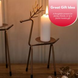 Marco Paul 2pc Metal Reindeer Pillar Candle Holders in Bronze - thumbnail 7