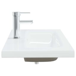 Berkfield Home Built-in Basin with Faucet 91x39x18 cm Ceramic White - Size: 91 x 39 x 18 cm - thumbnail 4
