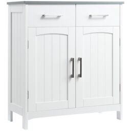 Kleankin Bathroom Floor Cabinet Free Standing Storage Cupboard with 2 Drawers in White - thumbnail 2