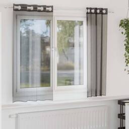 Berkfield Home Voile Curtains with Grommets 2 pcs Black 140x140 cm - thumbnail 2