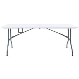 Berkfield Home Folding Garden Table White 180x72x72 cm HDPE - Size: 180 x 72 x 72 cm - thumbnail 1