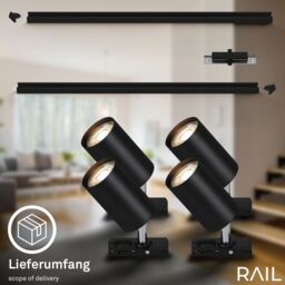 BRILONER Black Starter Set 4xGU10 Max 9W Requires Bulb LED Rail System - thumbnail 5