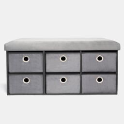 OHS Storage Cube Unit 6 Draw Ottoman Space Saving Velvet Chest Shoe Organiser in Charcoal - thumbnail 1