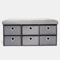 OHS Storage Cube Unit 6 Draw Ottoman Space Saving Velvet Chest Shoe Organiser in Charcoal - thumbnail 5