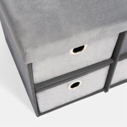 OHS Storage Cube Unit 6 Draw Ottoman Space Saving Velvet Chest Shoe Organiser in Charcoal - thumbnail 6