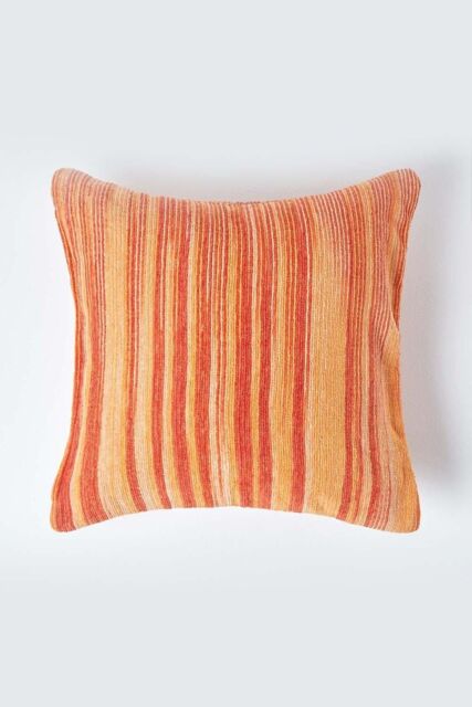 Homescapes Cotton Chenille Tie Dye Cushion Cover in Pale Orange - Size: 60 cm x 60 cm - image 1
