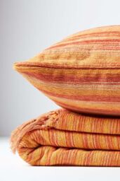 Homescapes Cotton Chenille Tie Dye Cushion Cover in Pale Orange - Size: 60 cm x 60 cm - thumbnail 4