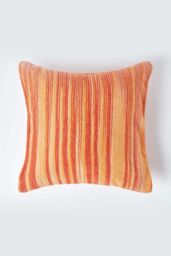 Homescapes Cotton Chenille Tie Dye Cushion Cover in Pale Orange - Size: 60 cm x 60 cm - thumbnail 1