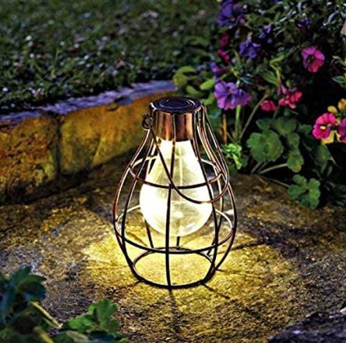 Marco Paul Pack of 3 Bronze Metal Firefly Solar Powered Garden Lantern 23cm in Copper - image 1