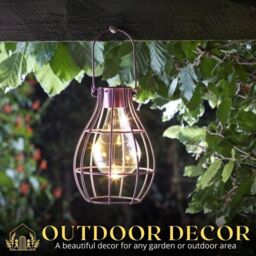 Marco Paul Pack of 3 Bronze Metal Firefly Solar Powered Garden Lantern 23cm in Copper - thumbnail 7
