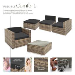 tectake Garden Furniture Set Milan in Natural - Size: Large - thumbnail 3