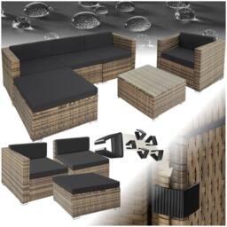 tectake Garden Furniture Set Milan in Natural - Size: Large - thumbnail 1