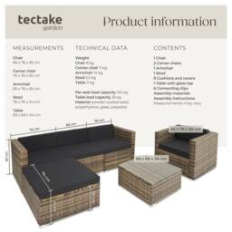 tectake Garden Furniture Set Milan in Natural - Size: Large - thumbnail 6