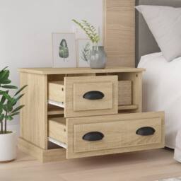 Berkfield Home Bedside Cabinet Sonoma Oak 60x39x45 cm in Brown - Size: 60 x 39 x 45 cm - thumbnail 3