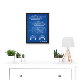 Artery8 M1 Abrams American Main Battle Tank Blueprint Plan Artwork Framed Wall Art Print A4 in Black - thumbnail 2