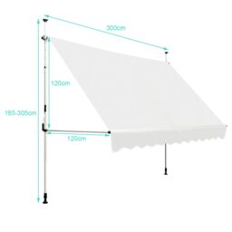Costway 3M Telescopic Canopy Retractable Adjustable Outdoor Clamp Awning Sun Shelter in Beige - thumbnail 4