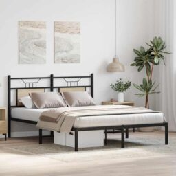 Berkfield Home Bed Frame without Mattress Sonoma Oak 150x200 cm King Size Engineered Wood in Brown - thumbnail 4
