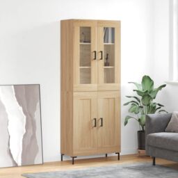 Berkfield Home Highboard Sonoma Oak 69.5x34x180 cm Engineered Wood in Brown - thumbnail 1