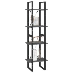 Berkfield Home 4-Tier Book Cabinet Grey 40x30x140 cm Solid Pine Wood - Size: 40 x 30 x 140 cm - thumbnail 4