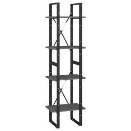 Berkfield Home 4-Tier Book Cabinet Grey 40x30x140 cm Solid Pine Wood - Size: 40 x 30 x 140 cm - thumbnail 2