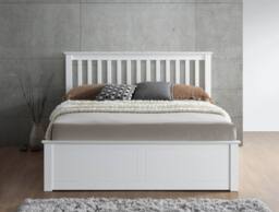 Bedmaster Malmo Wooden Ottoman Bed & Majestic 1000 Pocket Sprung Mattress in White - Size: Double - thumbnail 2