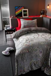 Catherine Lansfield 'Game Over' Glow in the Dark Fleece 3D Shaped Cushion in Black - thumbnail 3