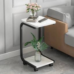 SPETLEK Small End Side Table Plant Pot Stand Shelf in White - Size: 0.6m2 - thumbnail 2