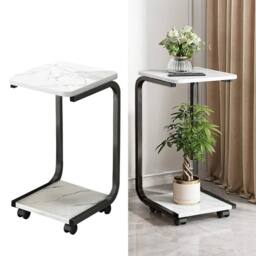 SPETLEK Small End Side Table Plant Pot Stand Shelf in White - Size: 0.6m2 - thumbnail 3
