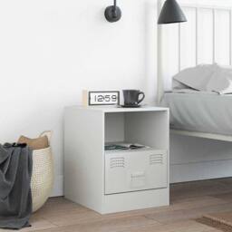 Berkfield Home Bedside Cabinet White 34.5x39x44 cm Steel - thumbnail 3