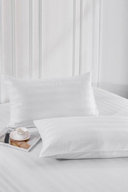 Neel Blue 300TC White Satin Stripe Pillow Cases with Zip Closure, 50cm x 75cm, Pack of 2 - Size: 50 cm x 75 cm - image 1