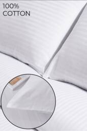 Neel Blue 300TC White Satin Stripe Pillow Cases with Zip Closure, 50cm x 75cm, Pack of 2 - Size: 50 cm x 75 cm - thumbnail 4