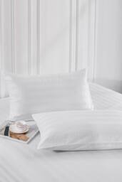 Neel Blue 300TC White Satin Stripe Pillow Cases - 50cm x 75cm, Pack of 2 - Size: 50 cm x 75 cm