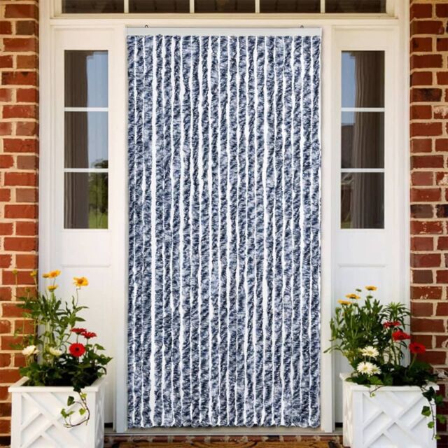 Berkfield Home Insect Curtain Blue & White 90x200 cm Chenille - image 1