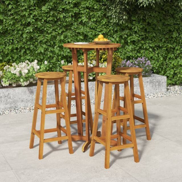 Berkfield Home 5 Piece Garden Bar Set Solid Wood Acacia in Brown - image 1