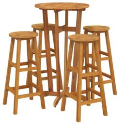Berkfield Home 5 Piece Garden Bar Set Solid Wood Acacia in Brown - thumbnail 3