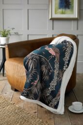 Deyongs Luxury Soft Cosy Warm Fleece Sherpa Large Throw Peacock Blue - Size: 140 cm x 180 cm - thumbnail 2