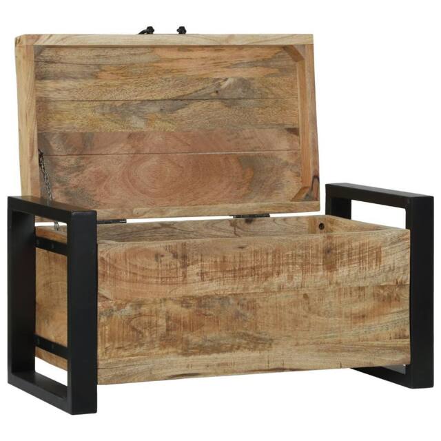 Berkfield Home Storage Chests 60x30x30cm Solid Mango Wood & Metal in Brown - Size: 60 x 30 x 30 cm - image 1