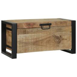 Berkfield Home Storage Chests 60x30x30cm Solid Mango Wood & Metal in Brown - Size: 60 x 30 x 30 cm - thumbnail 3