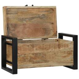 Berkfield Home Storage Chests 60x30x30cm Solid Mango Wood & Metal in Brown - Size: 60 x 30 x 30 cm - thumbnail 1