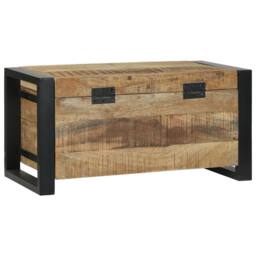 Berkfield Home Storage Chests 60x30x30cm Solid Mango Wood & Metal in Brown - Size: 60 x 30 x 30 cm - thumbnail 7