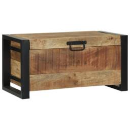 Berkfield Home Storage Chests 60x30x30cm Solid Mango Wood & Metal in Brown - Size: 60 x 30 x 30 cm - thumbnail 4